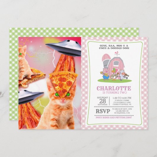 Invitation Chats, bacons et ufos (Devant / Derrière)