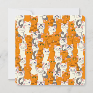 Invitation Chats blancs et gingembre motif yeux verts yeux bl
