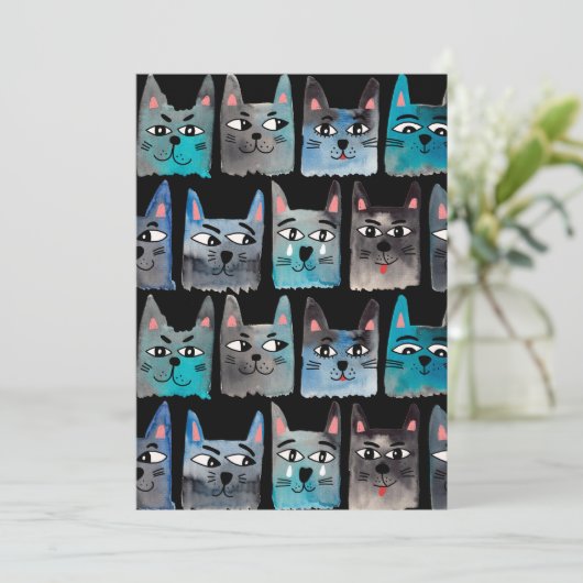 Invitation Chats bleus (Debout devant)