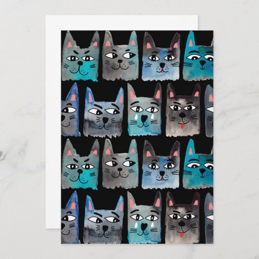 Invitation Chats bleus (Devant / Derrière)