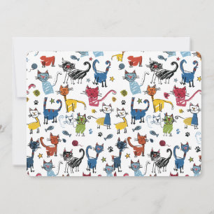 Invitation Chats colorés vibrants Kit main dessiné chaton