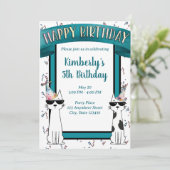 Invitation Chats cools joyeux anniversaire (Debout devant)