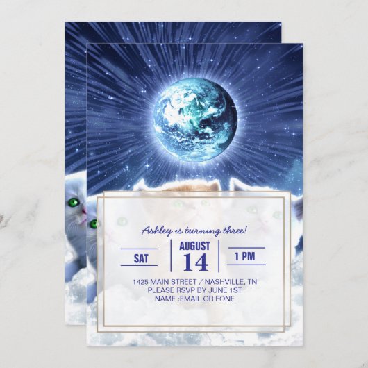 Invitation Chats dans le nuage (Devant / Derrière)