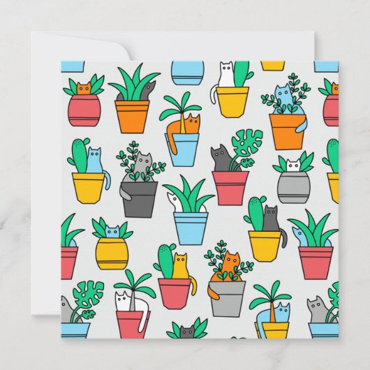 Invitation Chats dans les pots de fleurs (Devant)