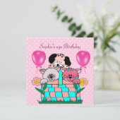 Invitation Chats de fête d'anniversaire pour enfants Chiens B (Debout devant)