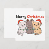 Invitation Chats de Noël Animaux Mignons Chats Joyeux Noël Da (Devant / Derrière)