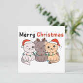 Invitation Chats de Noël Animaux Mignons Chats Joyeux Noël Da (Debout devant)