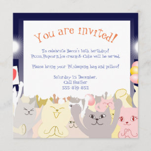 Invitation Chats d'invitation de soirée pyjamas