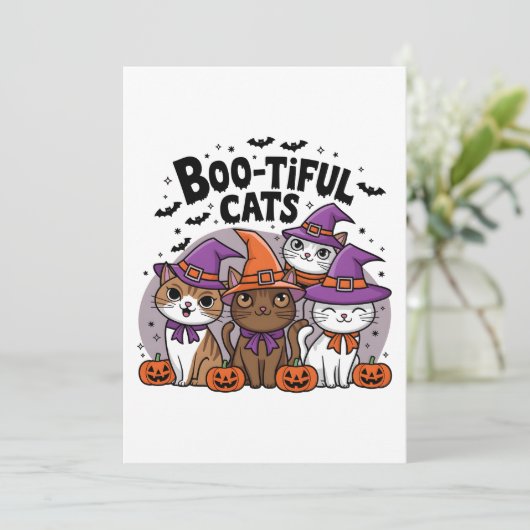 Invitation Chats éffrayants et Citrouilles (Debout devant)