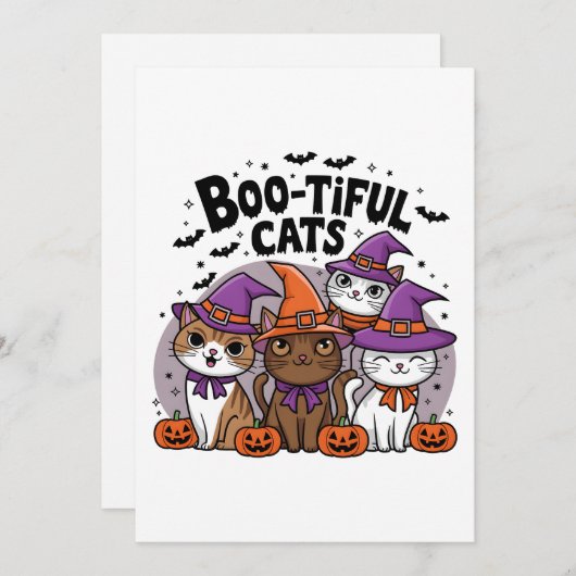Invitation Chats éffrayants et Citrouilles (Devant / Derrière)