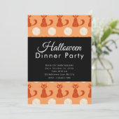 Invitation Chats et Pleines lunes Orange Halloween Diner fête (Debout devant)