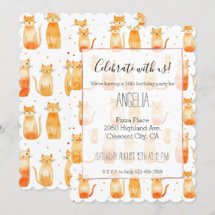 Invitation Chats et points d'orange mignons