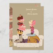 Invitation Chats Gymnastique Canapé Mariage (Devant / Derrière)