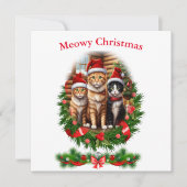 Invitation Chats Joyeux Noël Animaux (Devant)