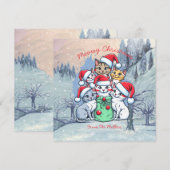 Invitation Chats Joyeux Noël, Meowny Noël, Drôle cadeau (Devant / Derrière)