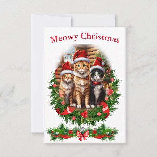 Invitation Chats Joyeux Noël vacances Animaux (Devant)