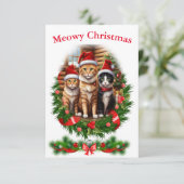 Invitation Chats Joyeux Noël vacances Animaux (Debout devant)
