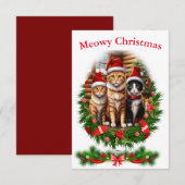 Invitation Chats Joyeux Noël vacances Animaux (Devant / Derrière)