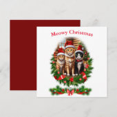 Invitation Chats Joyeux Noël vacances Animaux (Devant / Derrière)