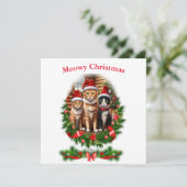 Invitation Chats Joyeux Noël vacances Animaux (Debout devant)