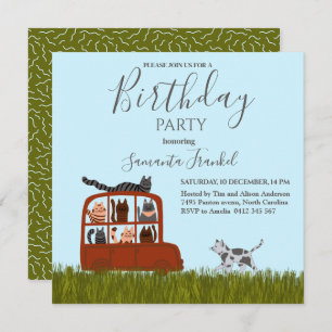 Invitation Chats mignons dans le Baby shower automobile