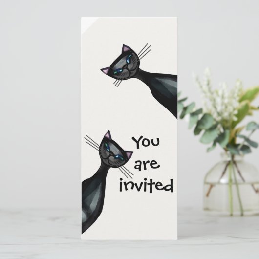Invitation Chats noirs et blancs (Debout devant)