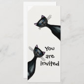 Invitation Chats noirs et blancs (Devant / Derrière)