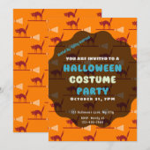Invitation Chats noirs sur sorcières Salles Orange Halloween (Devant / Derrière)