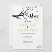 Invitation Chats romantiques en amour Vert Aquarelle Mariage (Devant)
