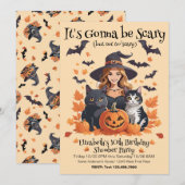 Invitation Chats sorciers chaulettes et citrouilles  (Devant / Derrière)