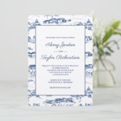 Invitation Chattanooga Toile Marine et Blanc (Debout devant)