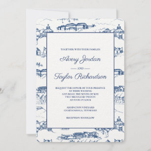 Invitation Chattanooga Toile Marine et Blanc