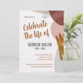 Invitation Chaud Boho Abstrait Célébration de la vie Memorial (Debout devant)
