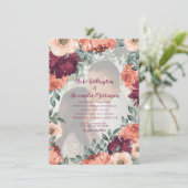 Invitation Chaud Brûlé Orange Bourgogne Floral Mariage Photo (Debout devant)
