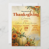 Invitation Chaud Chaud Chaud Feuillage Citrouille Fleurs Than (Devant)