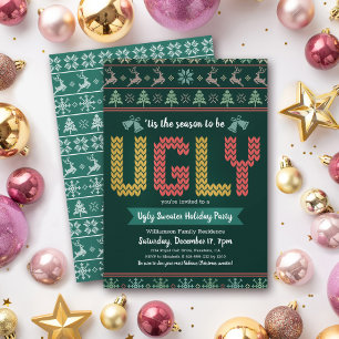 Invitation Chaud moche Noël Fête Chasseur Vert
