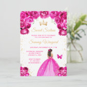 Invitation Chaud rose Brunette Cheveux Princesse Sweet sixtee (Debout devant)