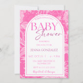 Invitation Chaud rose Chinoiserie Baby shower fille (Devant)