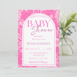 Invitation Chaud rose Chinoiserie Baby shower fille