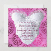 Invitation Chaud rose Damask Corset Bachelorette Party (Dos)