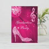 Invitation Chaud rose Disco Ball Sparkle Heels Graduation (Debout devant)