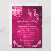 Invitation Chaud rose Disco Ball Sparkle Heels Graduation (Dos)