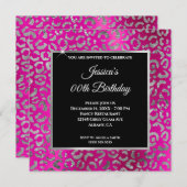Invitation Chaud rose et argent Leopard Foil Girard Anniversa (Devant / Derrière)