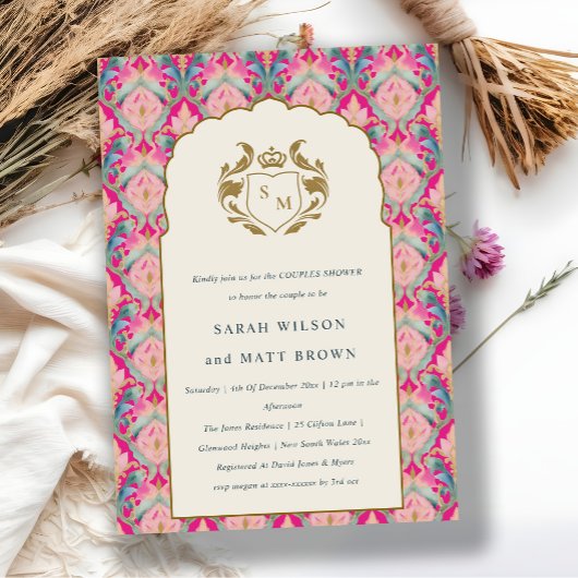 Invitation Chaud Rose Gold Classy Floral Laurel Couples Douch