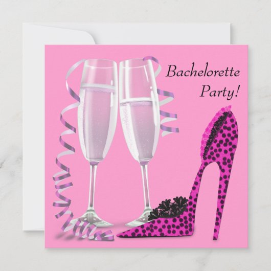 Invitation Chaud rose léopard High Heel Bachelorette Party (Devant)