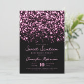 Invitation Chaud rose minuit Glam Photo Sweet 16 (Debout devant)