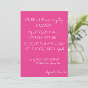Invitation Chaud rose moderne Letters Couples tendance Douche