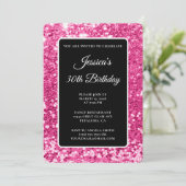 Invitation Chaud rose Parties scintillant Chunky noir blanc 3 (Debout devant)