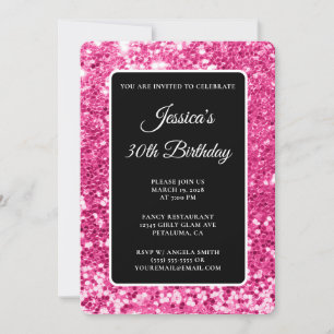 Invitation Chaud rose Parties scintillant Chunky noir blanc 3