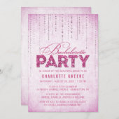 Invitation Chaud rose Parties scintillant Look Bachelorette P (Devant / Derrière)
